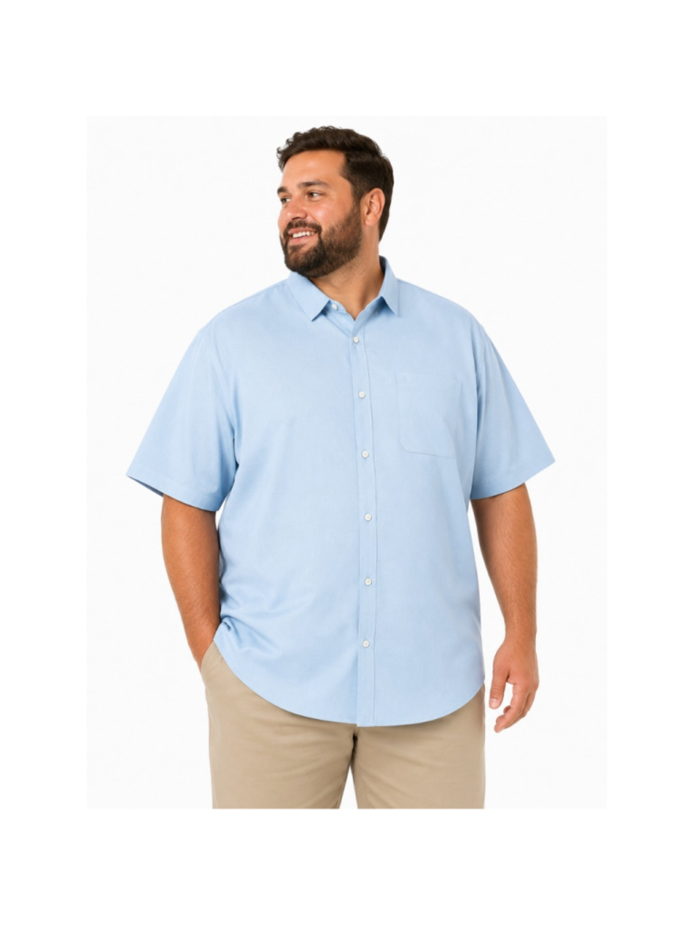 Men's Big & Tall Short Sleeve Button Down Shirt–KYKU–Light Blue – Size 3XL –NWT